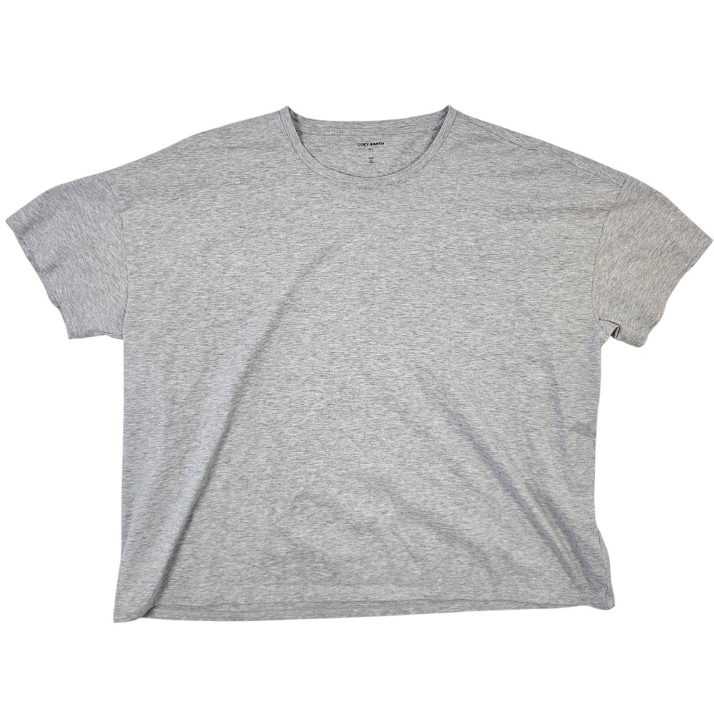 Cozy Earth‎ Bamboo Viscose Short Sleeve Tee Light Grey Heather 2XL  Shirt